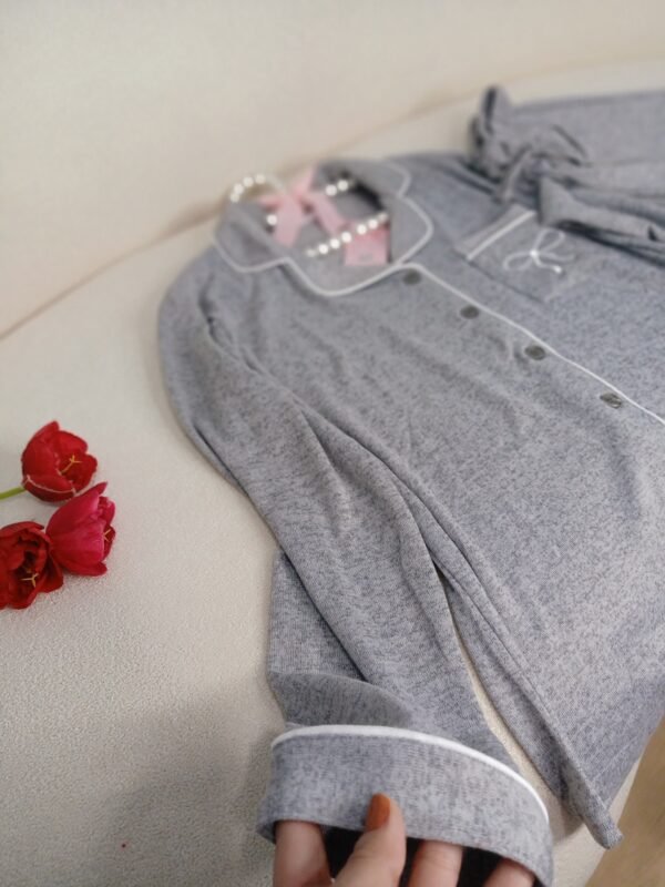 طقم بيجامة نسائي قطني مع أزرار